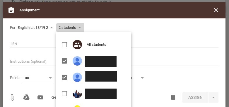 change material to assignment in google classroom