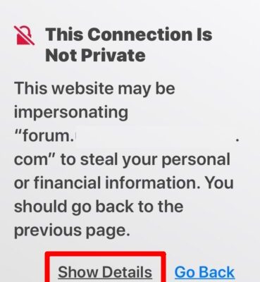 ios simulator safari this connection is not private